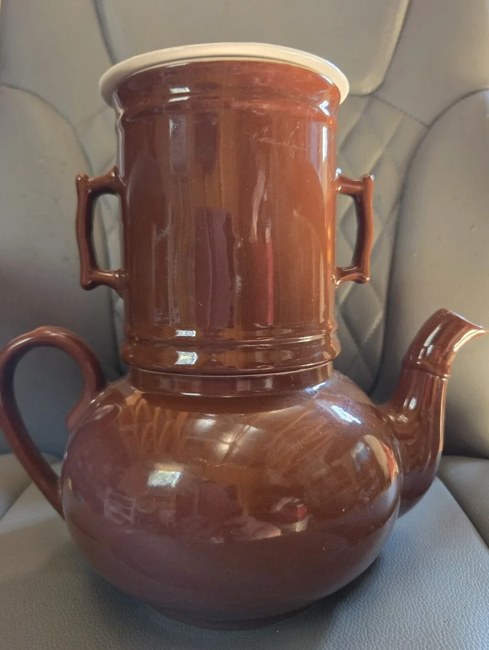 Vtg Hall China Brown French Drip Coffee Pot Set